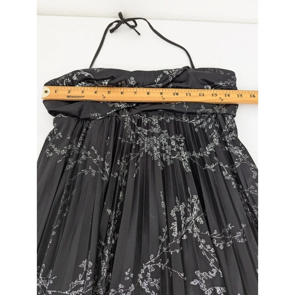 Vintage B Darlin Dress Black Silver Glitter Floral Halter Pleated 11/12 Y2K USA - Picture 7 of 9